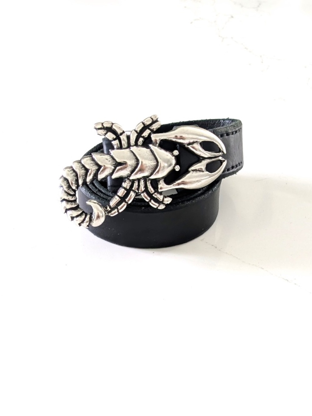 Our Legacy Scorpion Belt Oily Black Leather Size 80 CM 32 Inc Italian Hardware